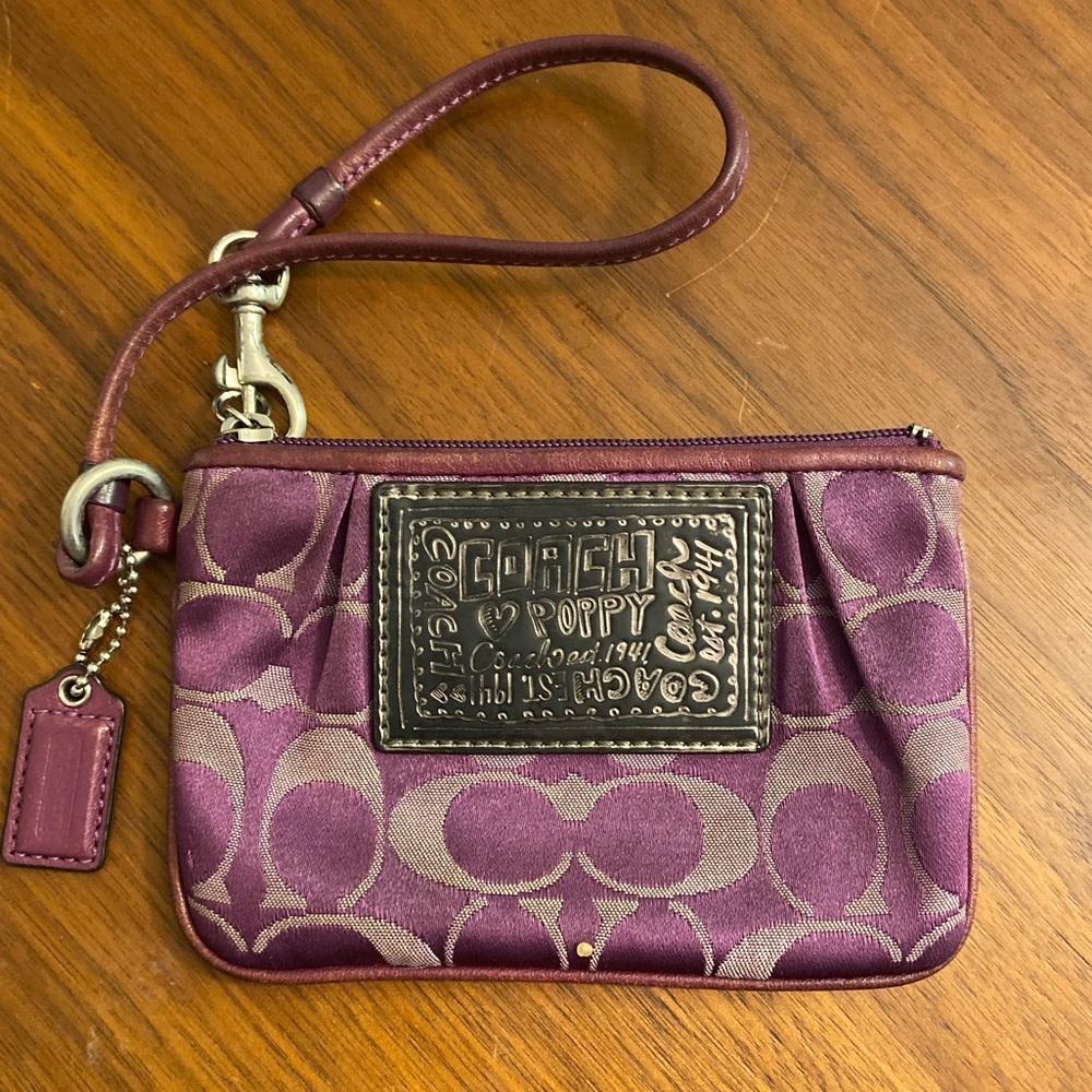Purple Coach Poppy Wristlet